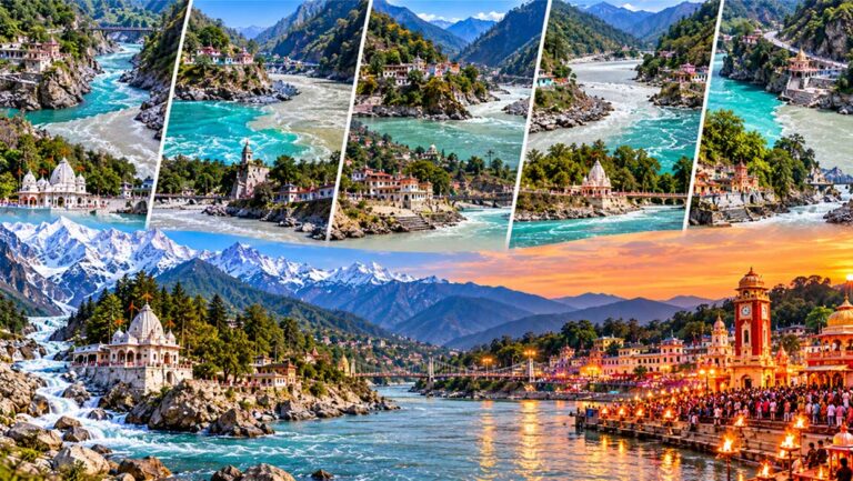 उत्तराखंड के पंच प्रयाग में हिमालयी नदियों के संगम, पर्वतीय मंदिरों और हरिद्वार में गंगा आरती का मनोरम दृश्य